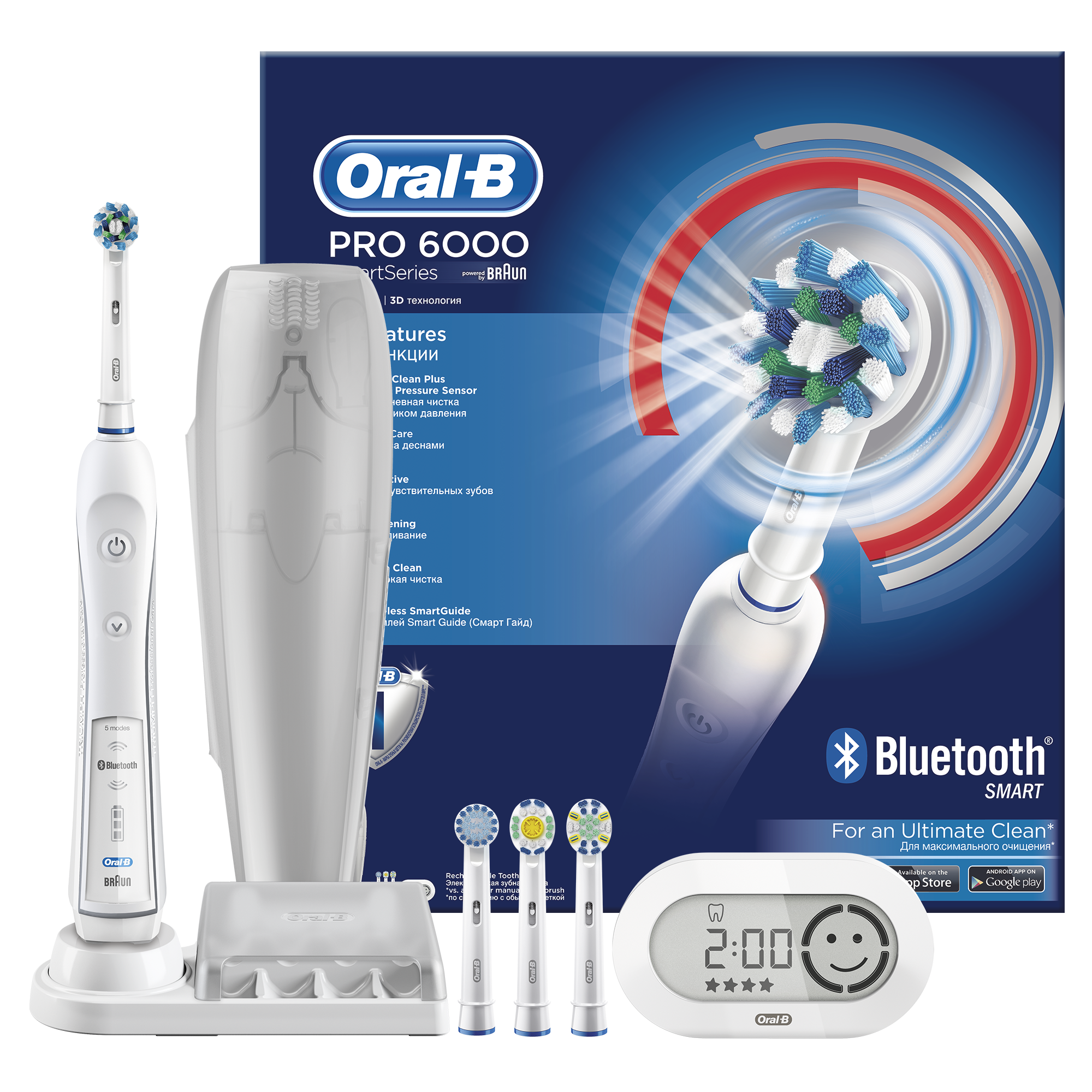 Электрическая зубная щетка ORAL-B Pro 6000/D36.545.5X White Cross Action блютус