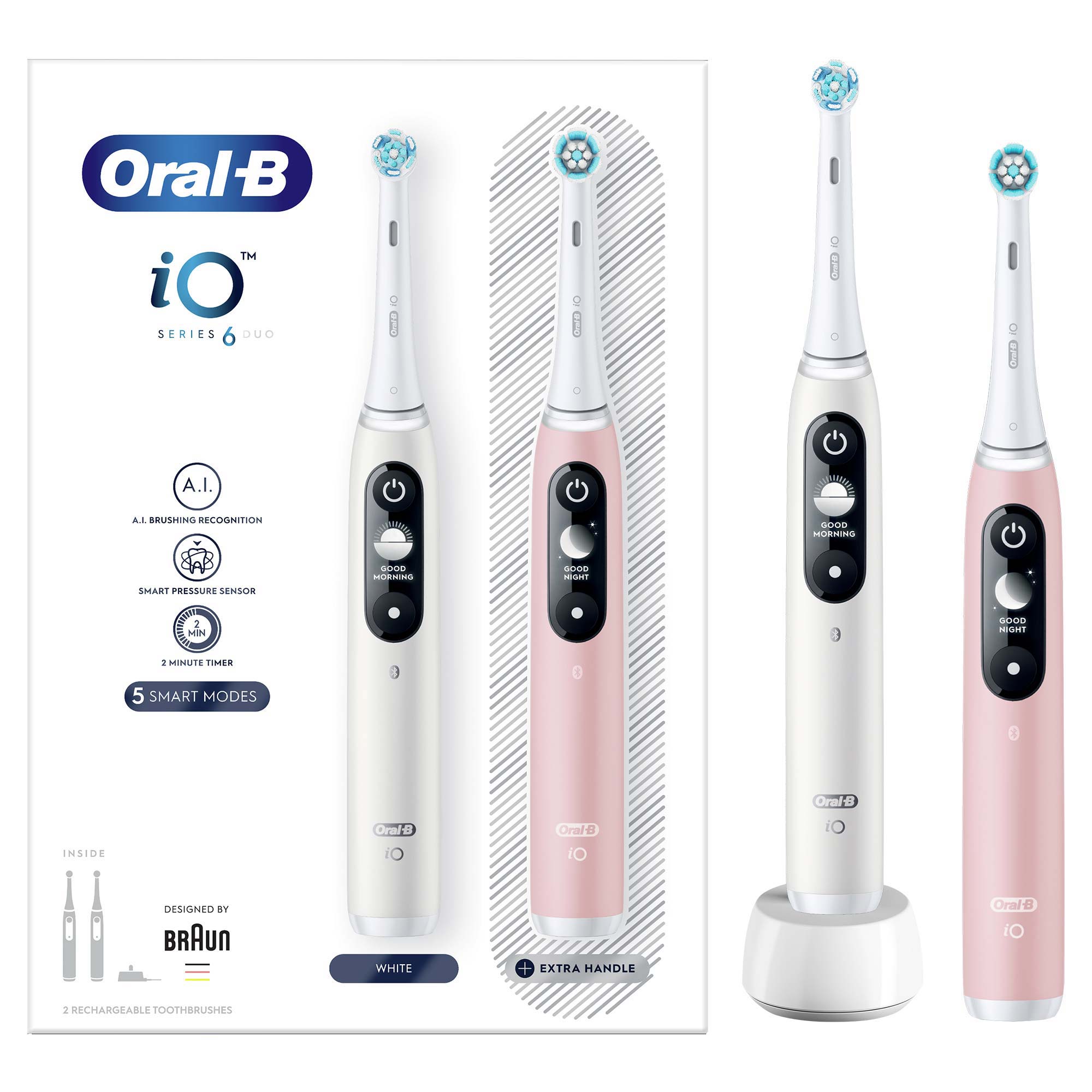 Набор электрических зубных щеток ORAL-B iO Series 6 Duo белый, розовый