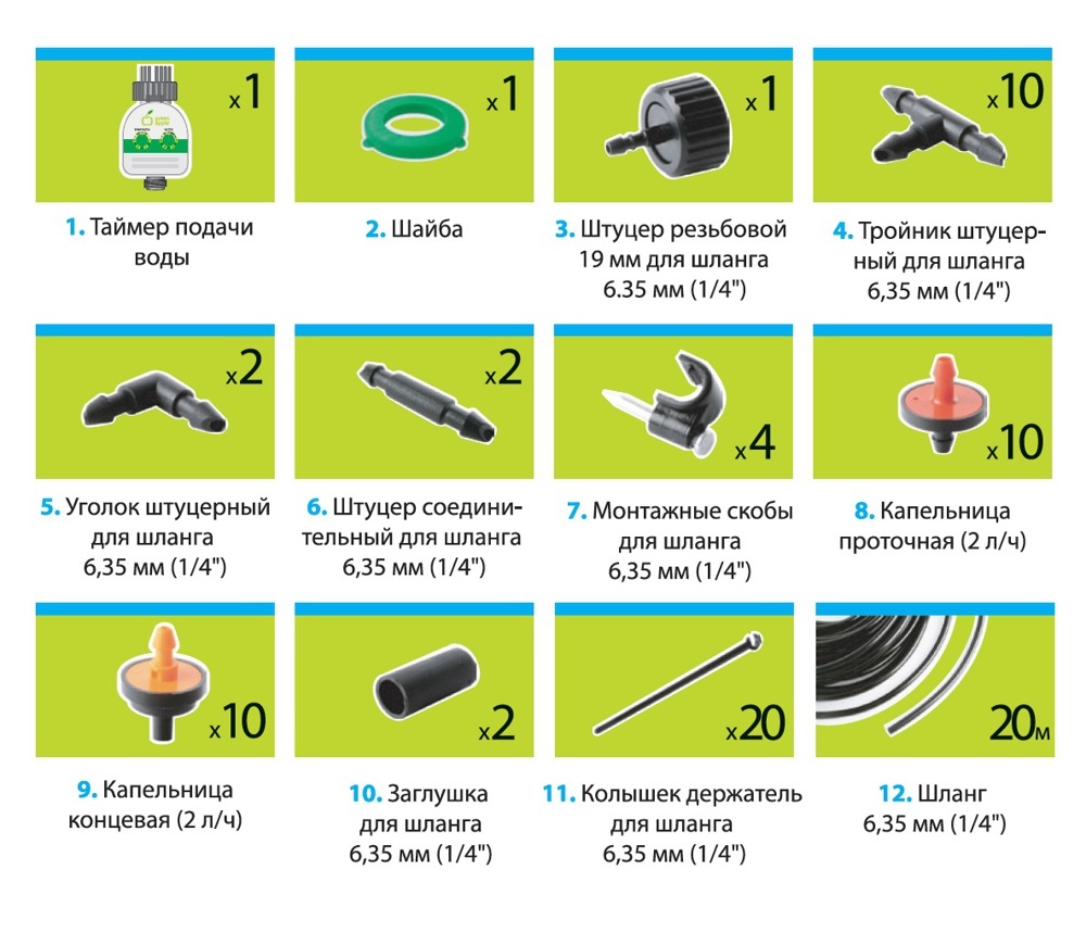 GWDK20-071 GREEN APPLE Набор для автоматического микрокапельного полива (20/120)