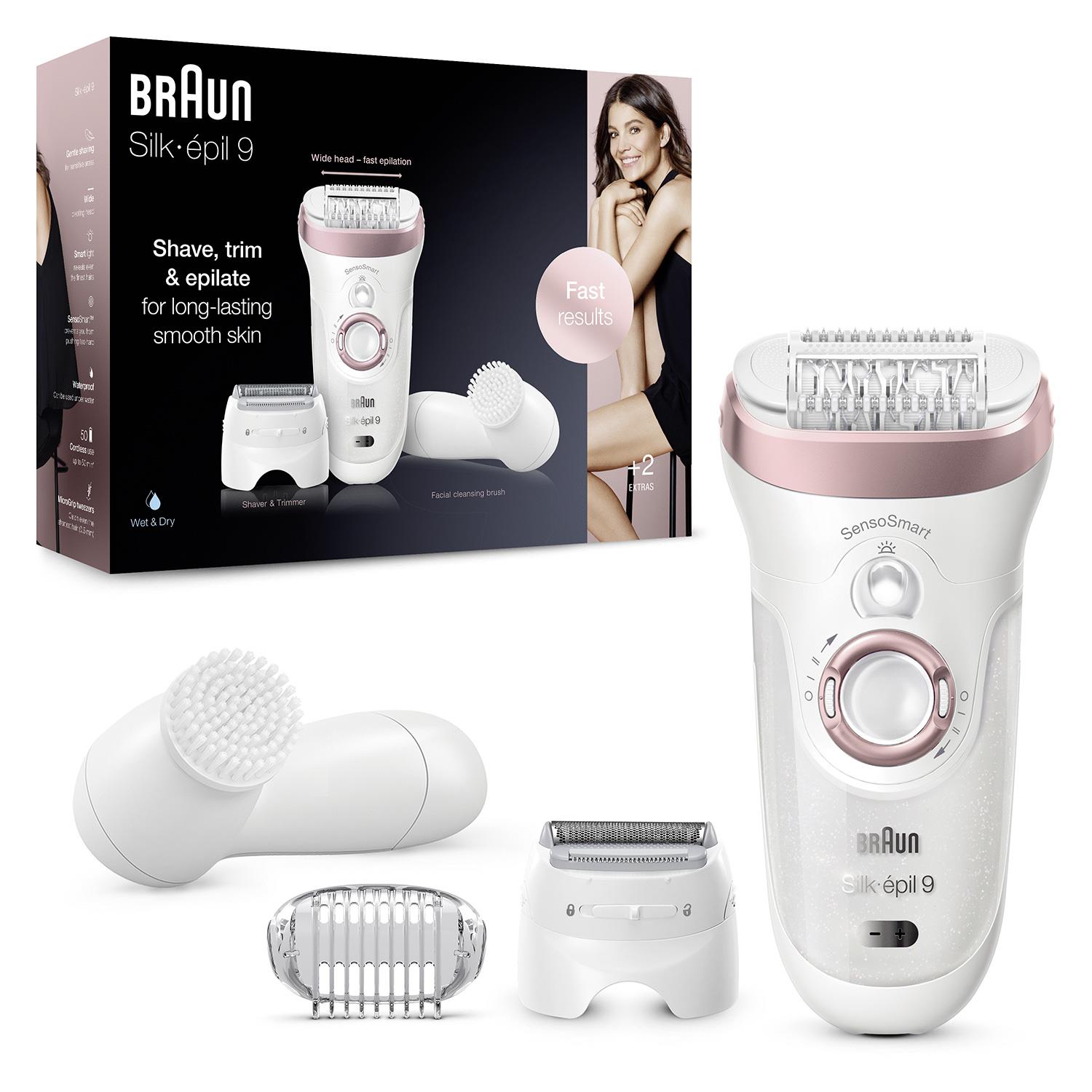 Эпилятор Braun S9 SES 9-855 с щёточкой для лица белый/розовый тип 5378