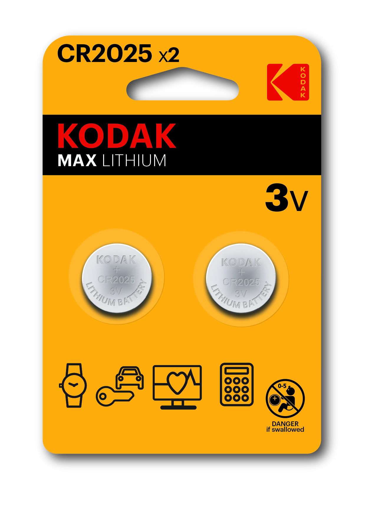 Батарейки Kodak CR2025-2BL MAX Lithium (60/240/43200)