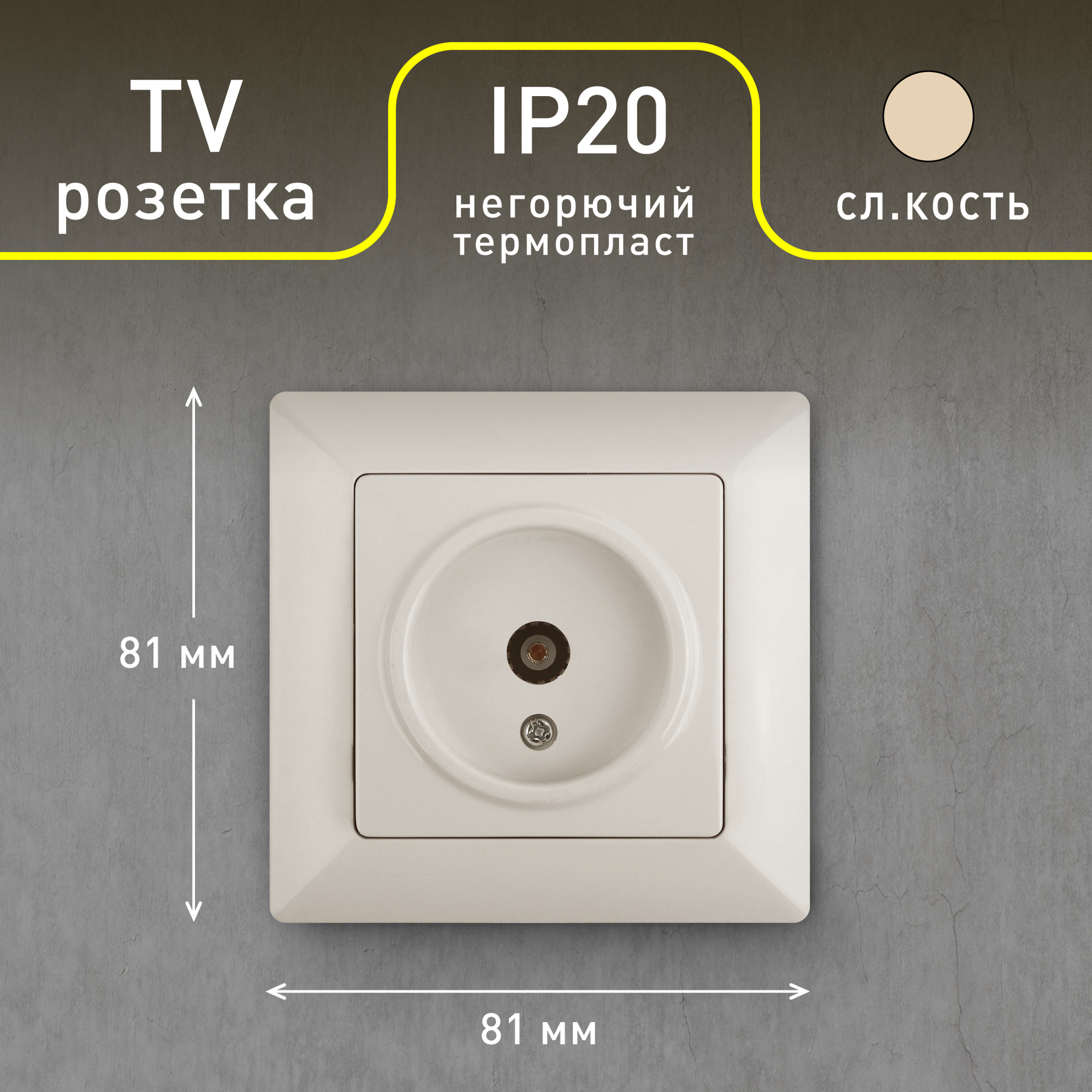 Розетка Intro Solo 4-301-02 TV одиночная, СУ, слоновая кость