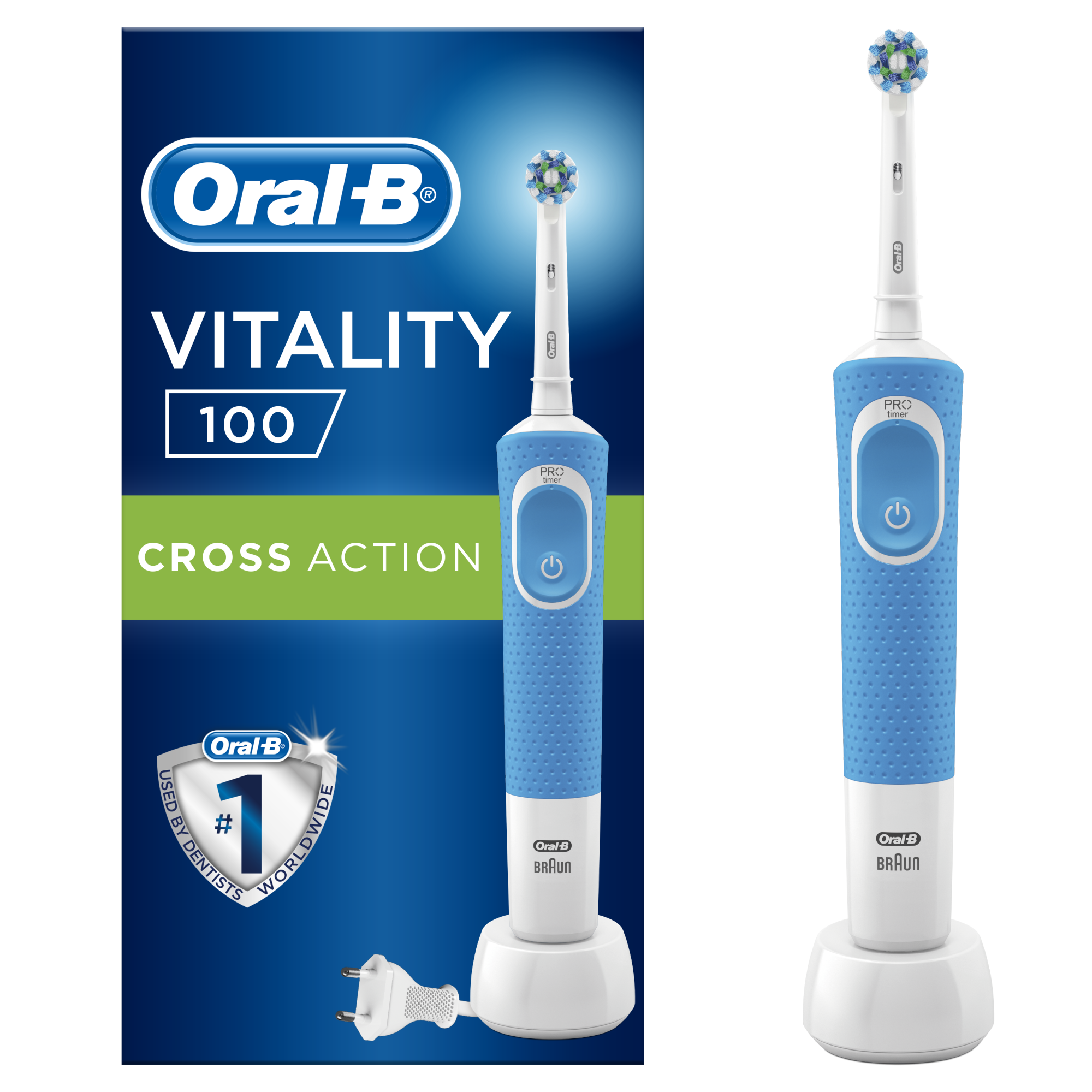 Электрическая зубная щетка ORAL-B Vitality D100.413.1 CrossAction Blue в коробке