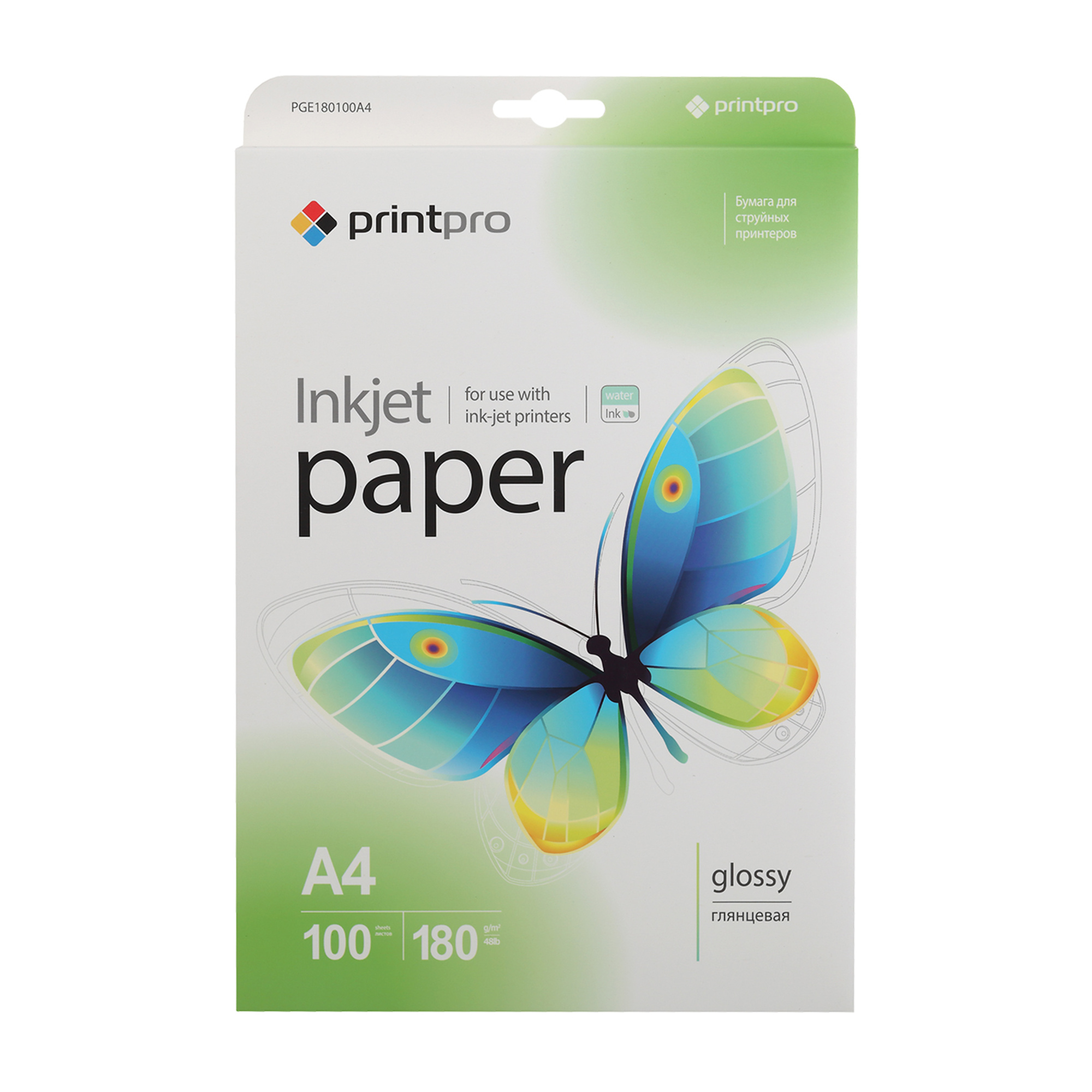 PGE180100A4 PrintPro Photo paper glossy 180g/m, A4, 100pc. (16/480)