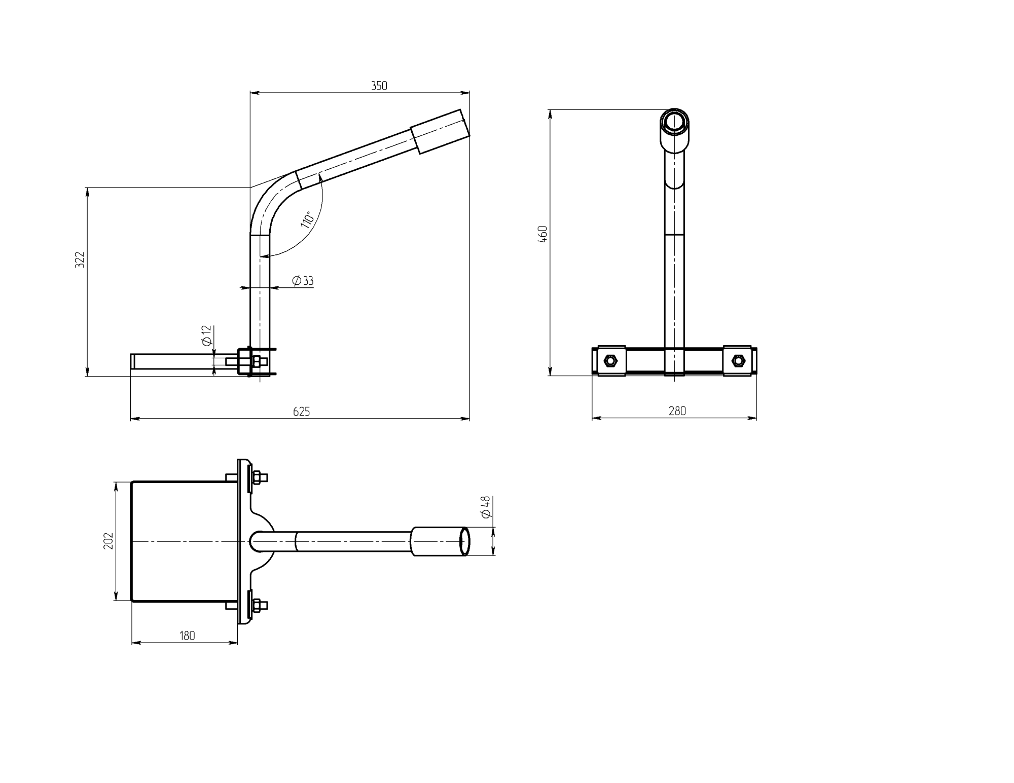 Кронштейн на опору ЭРА SPP-AC3-0-350-048 с 1 хомутом 350mm d48mm